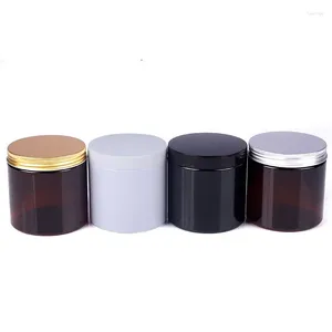 Bouteilles de stockage noir blanc marron masque capillaire en plastique bouteille à large bouche Pots cosmétiques 89Dia.Récipient à crème Pot vide de 500 ml avec couvercle