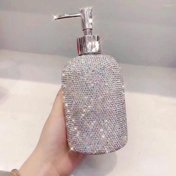 Opslag Flessen Bling Diamond Handdesinfecterend Fles 500 ml Glas Badkamer Zeep Shampoo Douchegel Dispenser Vloeibare Lotion Refill Perskop