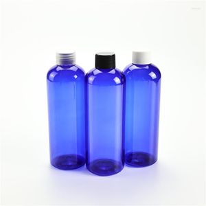 Botellas de almacenamiento Azul 300ML X 20 Botella de hombro redonda de plástico con tapón de rosca 300CC Maquillaje Sub-embotellado de agua de tóner Embalaje