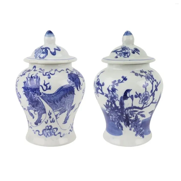 Botellas de almacenamiento jarro de jengibre azul y blanco recipiente de té tradicional con tapas de exhibición de múltiples usos para regalos de fiesta de dormitorio