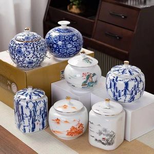 Bouteilles de rangement en porcelaine de porcelaine bleu et blanc vintage chinois en céramique vase vase ornement de cuisine