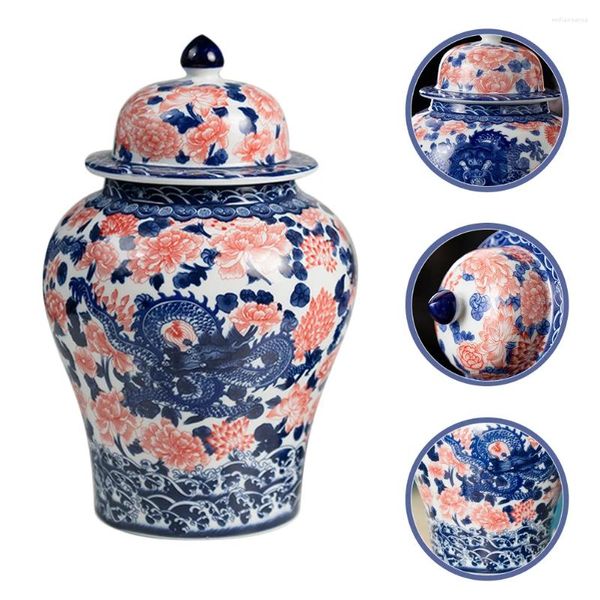 Bouteilles de rangement Bleu et thé blanc can pot céramique Canister Vintage Sèche Céramique Chinois Style Loose Container