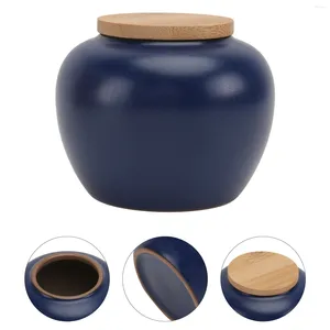 Bouteilles de stockage boîtes à thé en céramique bleue, Pots à café, sucrier, épices, Pots à condiments, récipient avec couvercle scellé pour la maison