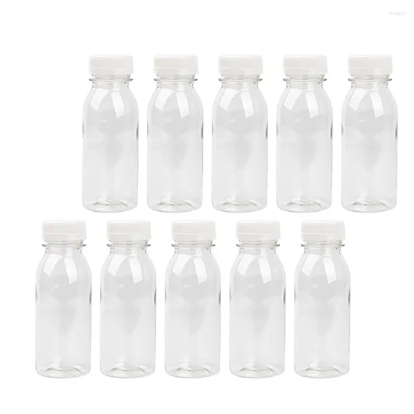 Bouteilles de stockage bouteille transparente boisson récipients en plastique eau pour animaux de compagnie couvercles vides clair large bouche bouchons en vrac Smoothie Carton