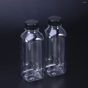 Bouteilles de stockage bouteille avec bouchons vides eau Mini couvercles de jus en plastique réutilisables conteneurs pots pour animaux de compagnie faveur boisson réfrigérateur 8Oz