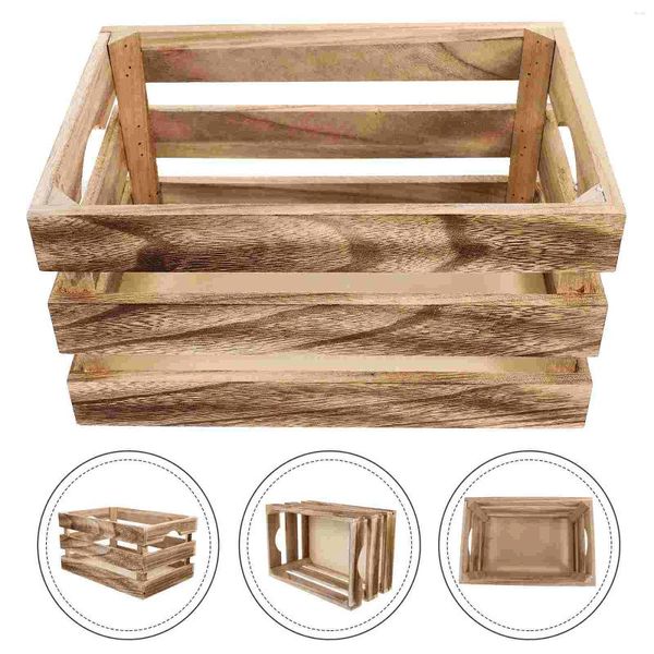Bouteilles de rangement Boîte à vêtements Panier de caisse en bois Crate de ménage inachevé
