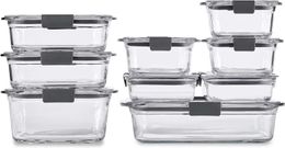 Bouteilles de rangement Brilliance Glass Set de 9 récipients alimentaires avec couvercles (18 pièces au total) Clear Clear