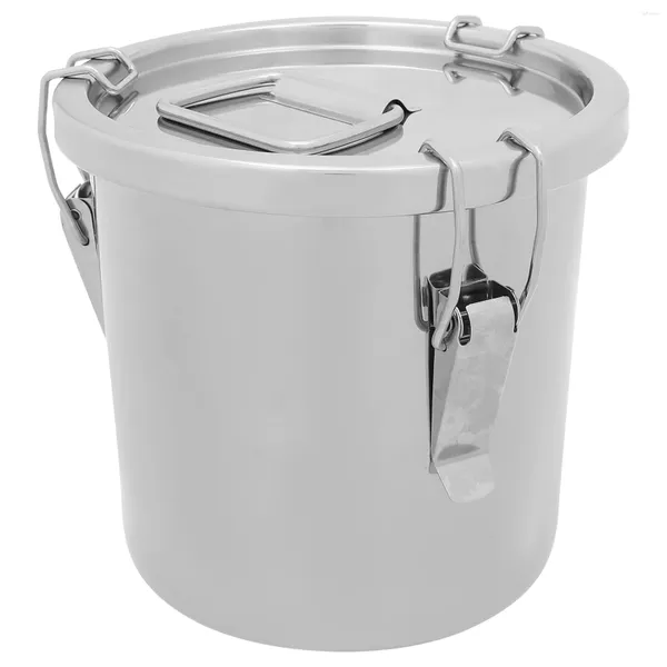 Bouteilles de rangement seau avec couvercle en acier inoxydable scellé de transport portable Barrel Alimentation Cuisine Cartoute Jar de fruits séchés au lait