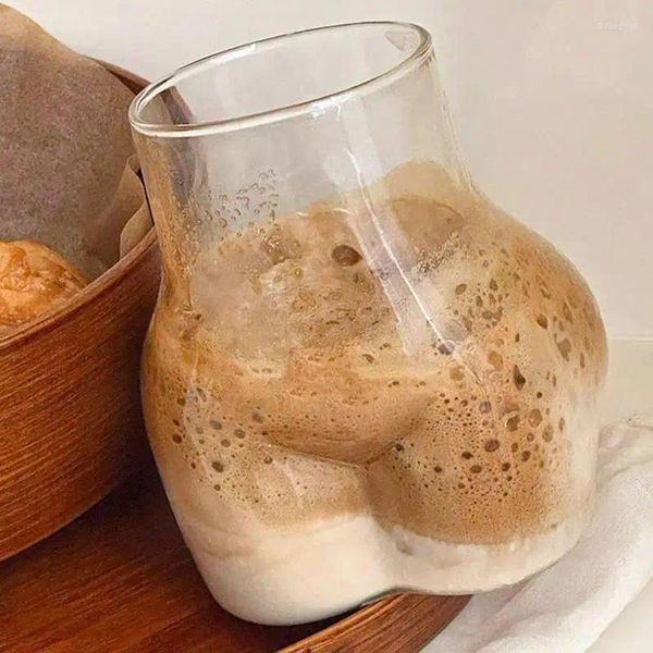 Botellas de almacenamiento Taza con forma de arbuste 450ml Funny Bucoffee grueso Borosilicate Glass Women Buco Bucup Adultos para agua de leche