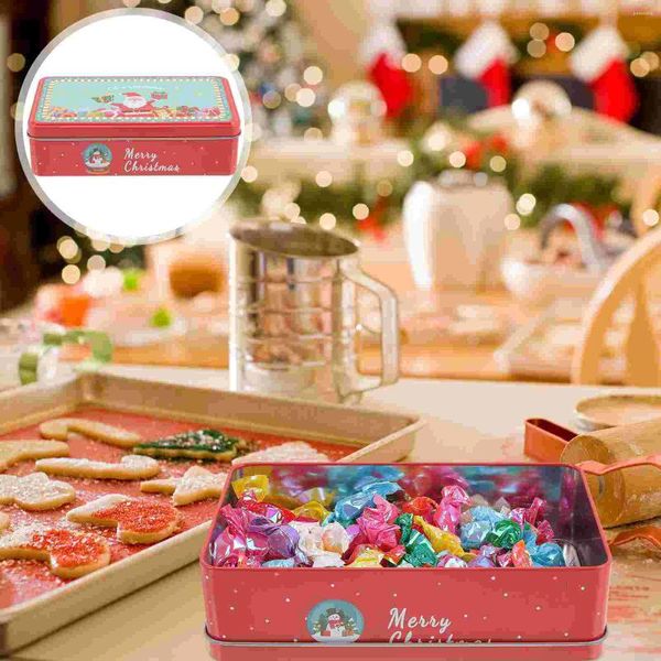 Bouteilles de rangement Candy Chocolate Tinplate Box Conteneurs vides Cookie Tins Tins Plaies Gift Givoir Noël
