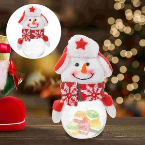 Opslagflessen Candy Jar Christmas Clear Jas Kmas Gift Biscuit Food Cartoon Desktop Ornament Sweets