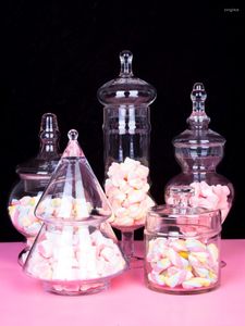 Bouteilles De Stockage Pot De Bonbons Verre Dur Fille Coeur Creative Sucrier Cristal Avec Couvercle Décoration Dessert Table