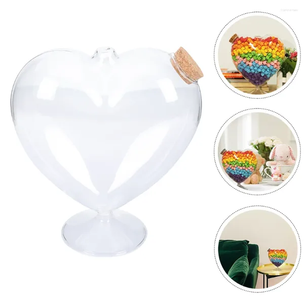 Bouteilles de rangement Candy Pot Coud Transparent Snack Home Stand Carard Cartard Household Heart Glass Jars