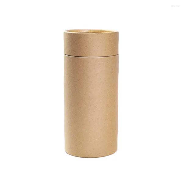 Botellas de almacenamiento Recipiente Papel Kraft de té a prueba de fugas con tapa Tubos de botellas portátiles Caja de embalaje Suministros de alimentos 5 8,3x24 cm