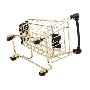 Opslagflessen kar mand gouden mini shopping kids snack containers huis speelgoed ijzer trolley decor kind accessoires