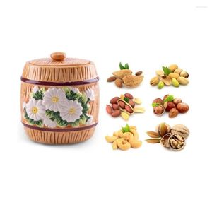 Bouteilles De Stockage En Céramique Fleur Motif Bocal Cuisine Boîtes Avec Couvercle Thé Café Biscuits Réservoir Sucre Conteneur