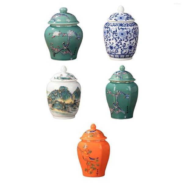 Bouteilles de stockage Pot de gingembre en céramique Ornements décoratifs Pots en porcelaine chinoise de style vintage pour