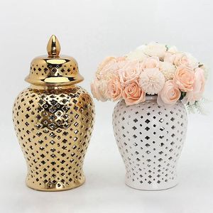 Bouteilles de stockage en céramique pot de gingembre vase à fleurs porcelaine moderne artisanat style chinois pour restaurant table pièce maîtresse décor cadeau