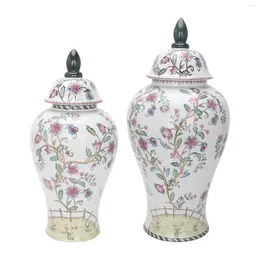 Storage Bottles Ceramic Ginger Jar Glossy Tabletop Floral Arrangement Tank Flower Vase