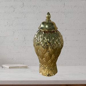 Bouteilles de stockage Pot de gingembre en céramique Artisanat Porcelaine Réservoir Vase Pots décoratifs avec