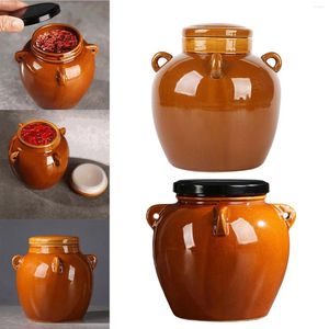 Le stockage met en bouteille le pot en céramique avec la décoration traditionnelle de collection de poignées de couvercle