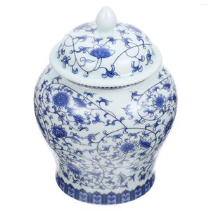 Bouteilles de stockage pot à thé en céramique garde-manger café contenant hermétique feuille bleu blanc bidon Vintage ensemble bocaux chinois