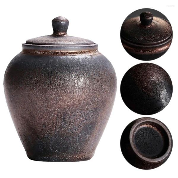 Bouteilles de stockage pot à thé en céramique Vintage style japonais boîte de cuisine hermétique en étain
