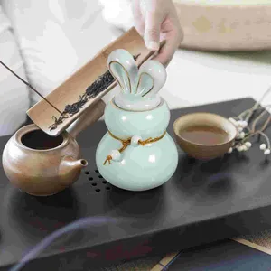 Opslagflessen keramische thee -aanbod snoeppotbus voor zakken kleine suiker met deksel decoratieve potten deksels
