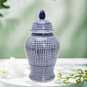 Opslagflessen keramische tempel pot middentaal tafelkort met deksel container vaas gember voor kast keuken slaapkamer decor