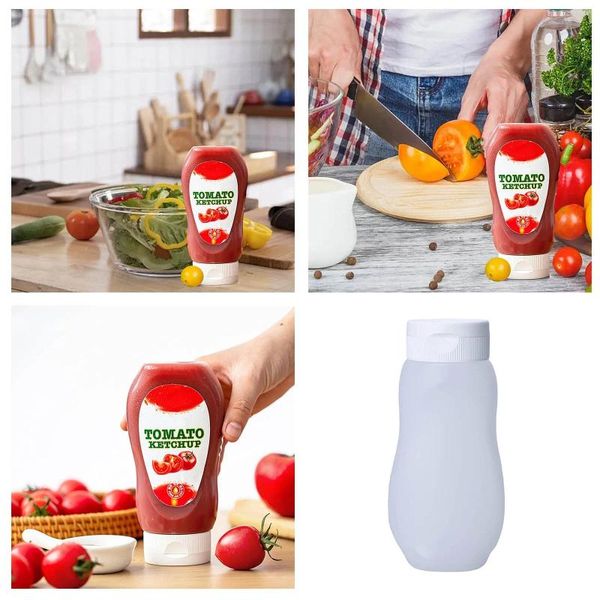 Botellas de almacenamiento Contenedor de queso Condimento para líquidos de ketchup Aceite con tapas Leche condensada y recipientes de vidrio herméticos