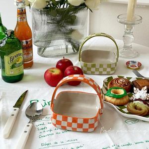 Bouteilles de rangement échiquier treillis panier en céramique bol vaisselle créative récipients alimentaires Gadgets de cuisine en verre
