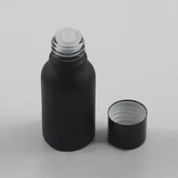 Bouteilles de rangement chinois fabrication mate noire de haute qualité 15 ml d'huile essentielle portable bouteille en verre 0,5 oz avec bouchon à vis