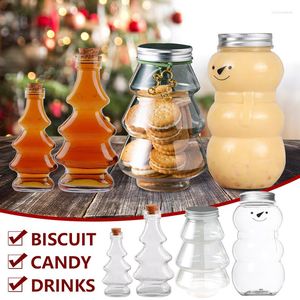 Bouteilles de rangement Christmas Biscuits Biscuits Bouteille Jar Tree Thé à thé Milk Snack Food Conteneur