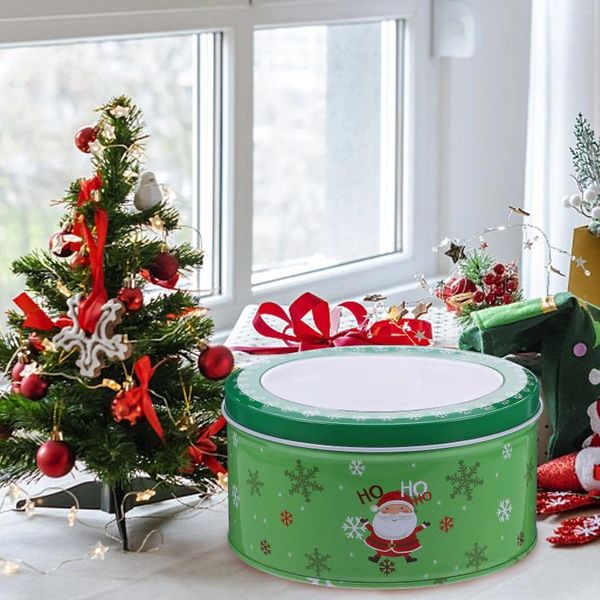 Bouteilles de rangement Christmas Candy Cookie Tin Window Party Party Sacs Craquelles Treats Supplies Biscuit de conteneurs de cadeaux de Noël