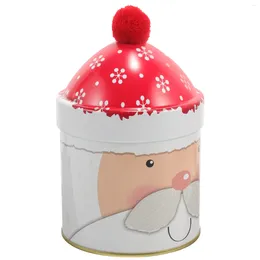 Bouteilles de stockage Pot de bonbons de Noël Santa Red Hat Couvercle en métal Cookie hermétique Forme de café Can