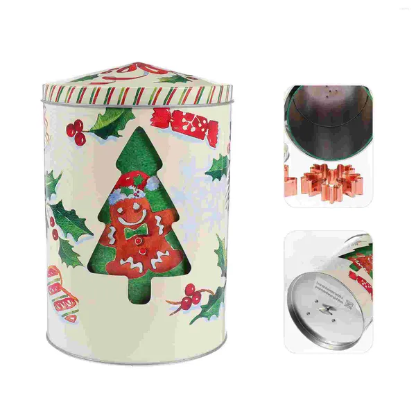 Bouteilles de stockage Bocal à bonbons de Noël Canister Tea Cookie Storagecontainer Holder Airtight Party Boxs Tins Biscuit Present Tin Metal Gift