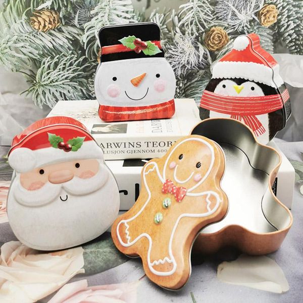 Bouteilles de rangement Christmas Gingerbread Box Iron Tinplaple Biscuit de cadeaux Biscuits cadeaux