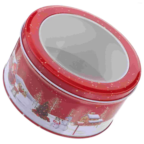 Botellas de almacenamiento Caja de hojalata de Navidad Galletas de metal con tapas recipientes de caramelo recipientes de hojalata
