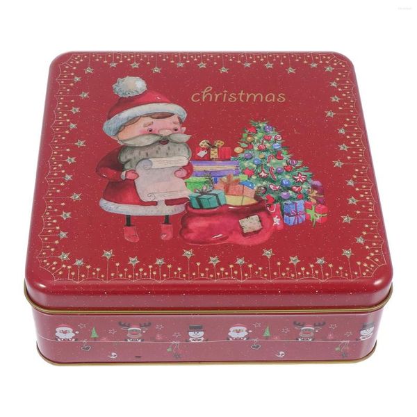 Bouteilles de rangement Christmas Tin Square Candy Box Decorative Gift Gread Greater Case Case Leaf Conteneur pour l'année de vacances Stuffer de fête