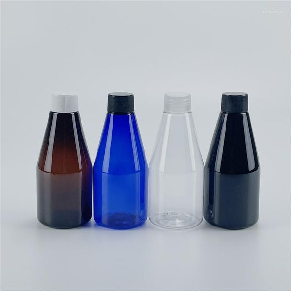 Bouteilles de stockage clair noir brun bleu 200 ML X 25 plastique conique avec bouchon à vis bricolage SPA huile essentielle Toner cosmétiques conteneur