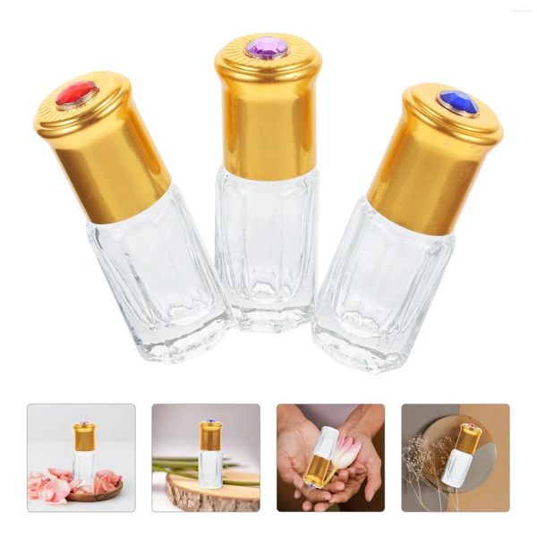 Bouteilles de stockage, récipient transparent avec couvercle, flacon applicateur à bille de 3ml, huile essentielle vide