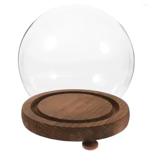 Botellas de almacenamiento de vidrio transparente Globos Globos Domo Bell Jar Base de madera Base de madera 10 cm Diy Globo de nieve Kit Craft Repeske