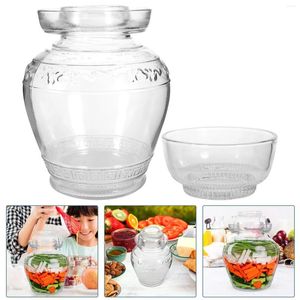 Bouteilles de rangement en verre transparent contenants alimentaires pickling fermenting pickle pots scellant une grande capacité à la maison