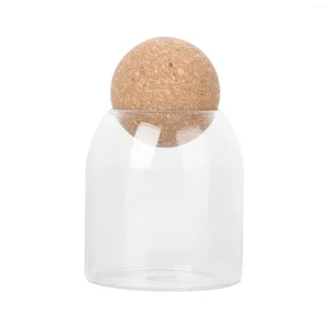 Bouteilles de stockage Bocaux en verre transparent 500ML Borosilicate Boîte hermétique scellée Conteneur de céréales Réservoir de cuisine avec liège pour servir du thé