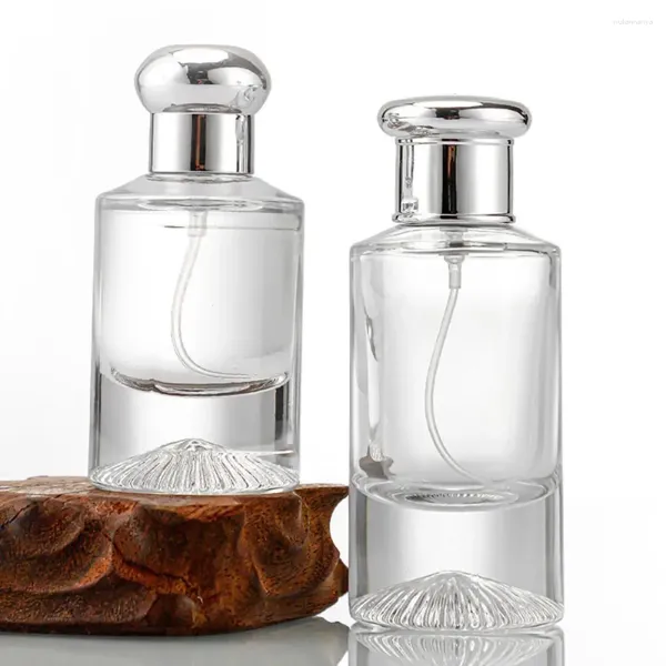 Bouteilles de rangement en verre transparent bouteille de parfum sous-à base de presse