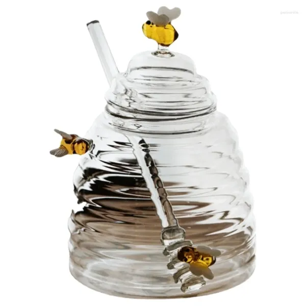 Bouteilles de stockage en verre transparent, pot scellé, confitures en forme de ruche, motif nid d'abeille, pour fournitures de cuisine