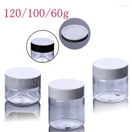 Botellas de almacenamiento Clear PET Jar Tapas de tornillo Máscara vacía transparente Crema Recipiente de plástico Tapa Cosmético Pot 60g 100g 120g