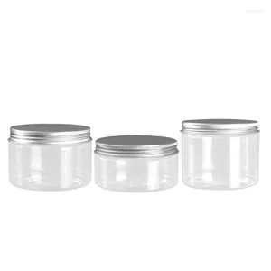 Flessen opbergde opslagplastic pot 4oz 5oz 100G120G150G200G250G aluminium deksel cosmetische verpakking lege transparante gezichtscrèmecontainers