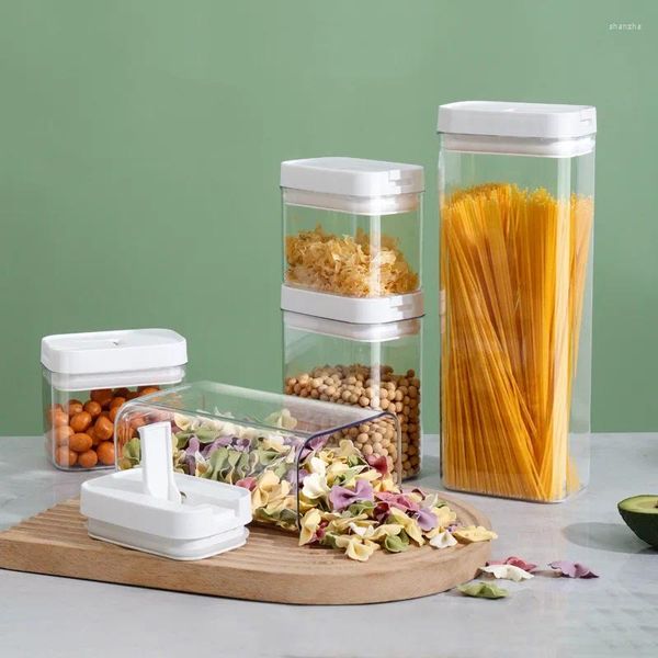Bouteilles de rangement Clear Plastic Food Container Jar scellé avec couvercles écrous noix d'avoine