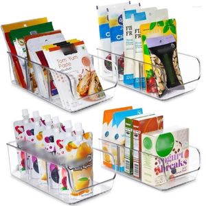 Bouteilles de rangement Clear Plastic Food Organizer Bins 3 compartiment amovible Dividers Refrigerator étagère réglable
